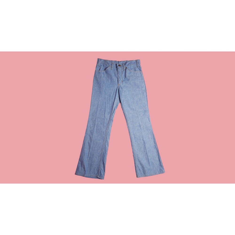1960s-1970s JC PENNEY Cotton Blue Medium Wash Wide Leg Flared Denim Jeans. S-M